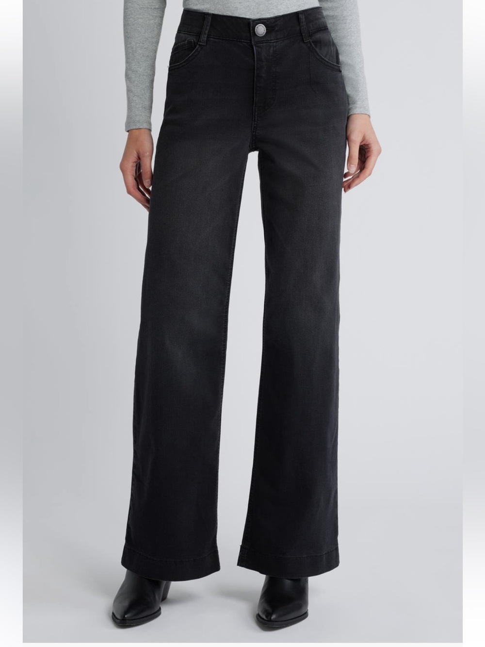 Wit & Wisdom Sam High Waist Wide Leg Jeans  in Washed Black Size 6 NWT